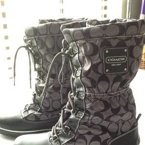 NEW Coach Shaine Signature Black & Grey Boots 8B